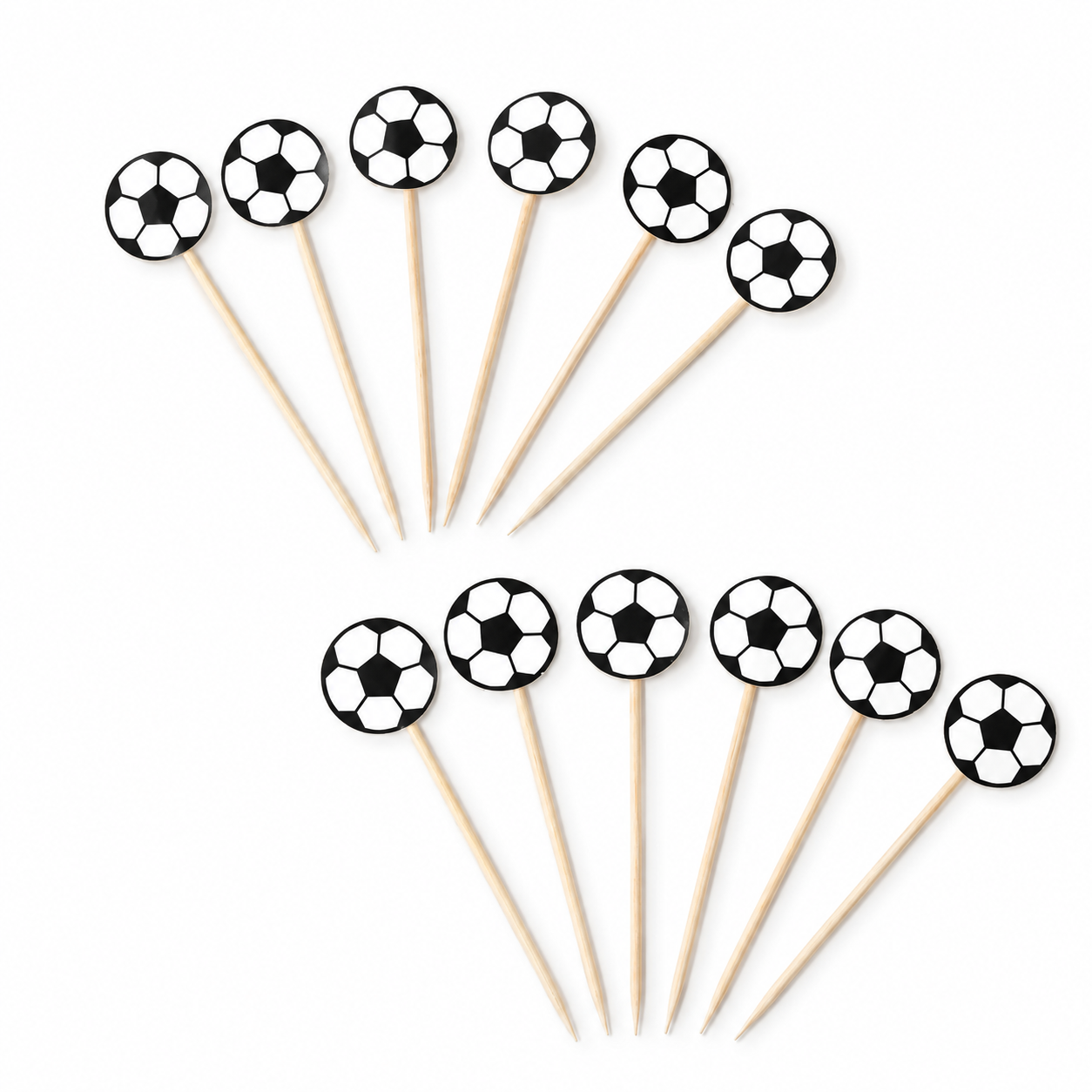 12 Fußbälle als Muffinstecker (Pappe)