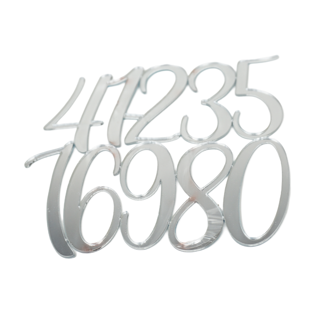 Zahlen 0-9 Acryl silber
