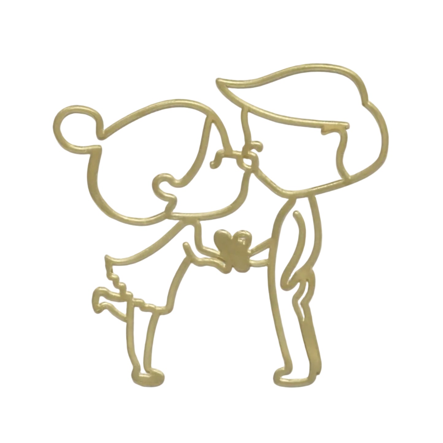 Junge & Mädchen mit Geschenk & Kuss – Seitentopper Charme gold