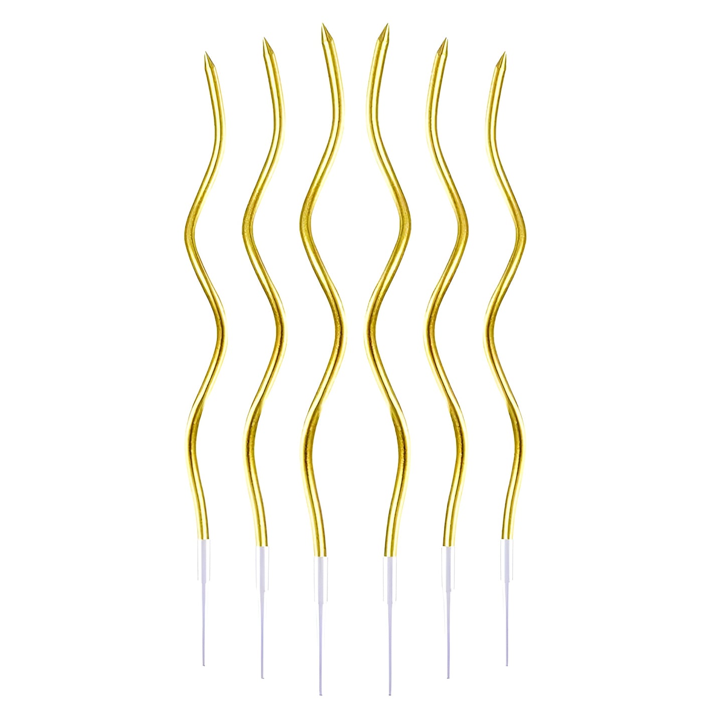spiralförmige Kerzen dünn 6 Stück in gold