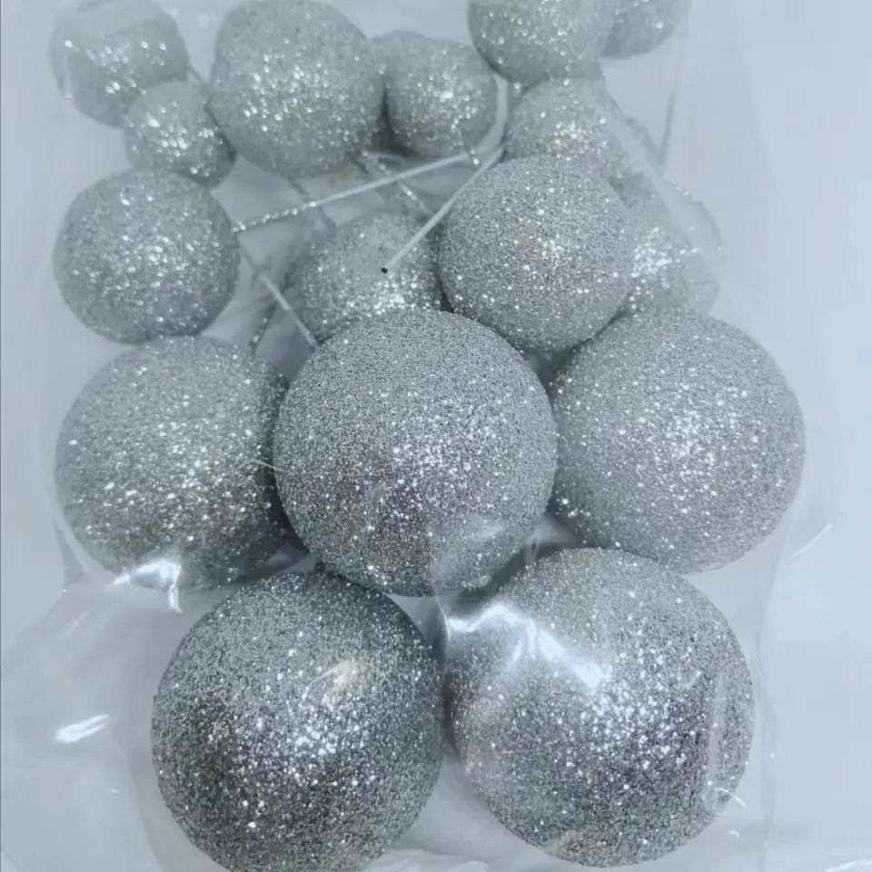 Deko Kugeln Set Glitzer silber