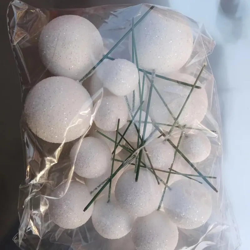 Deko Kugeln Set Glitzer weiß