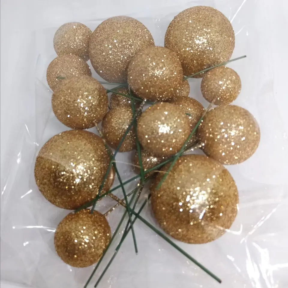 Deko Kugeln Set Glitzer gold