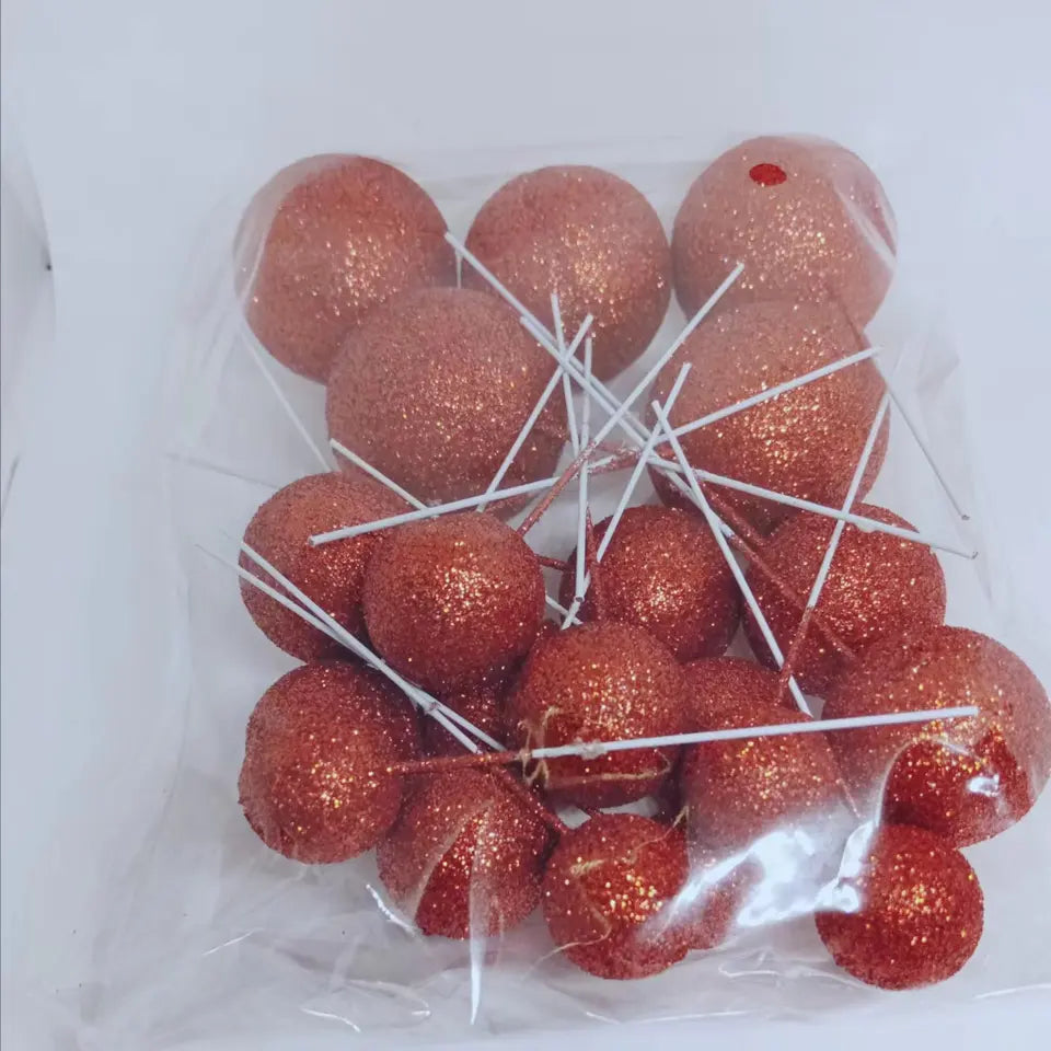 Deko Kugeln Set Glitzer rot
