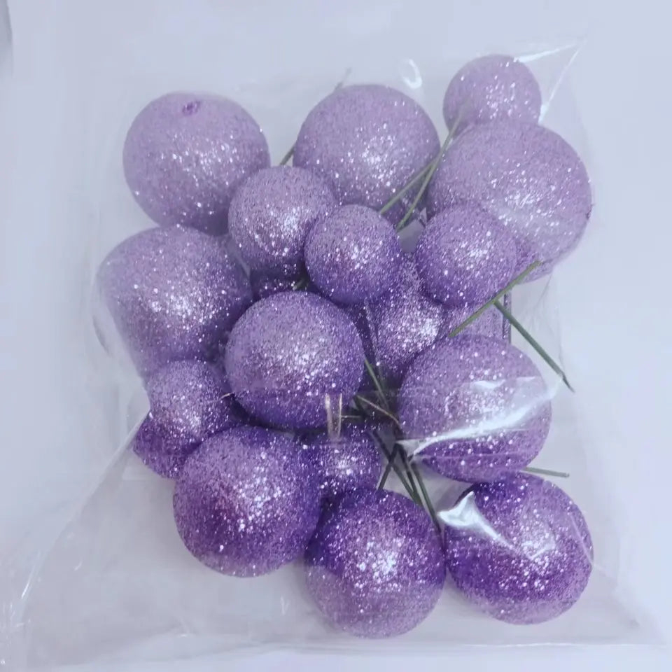 Deko Kugeln Set Glitzer lila
