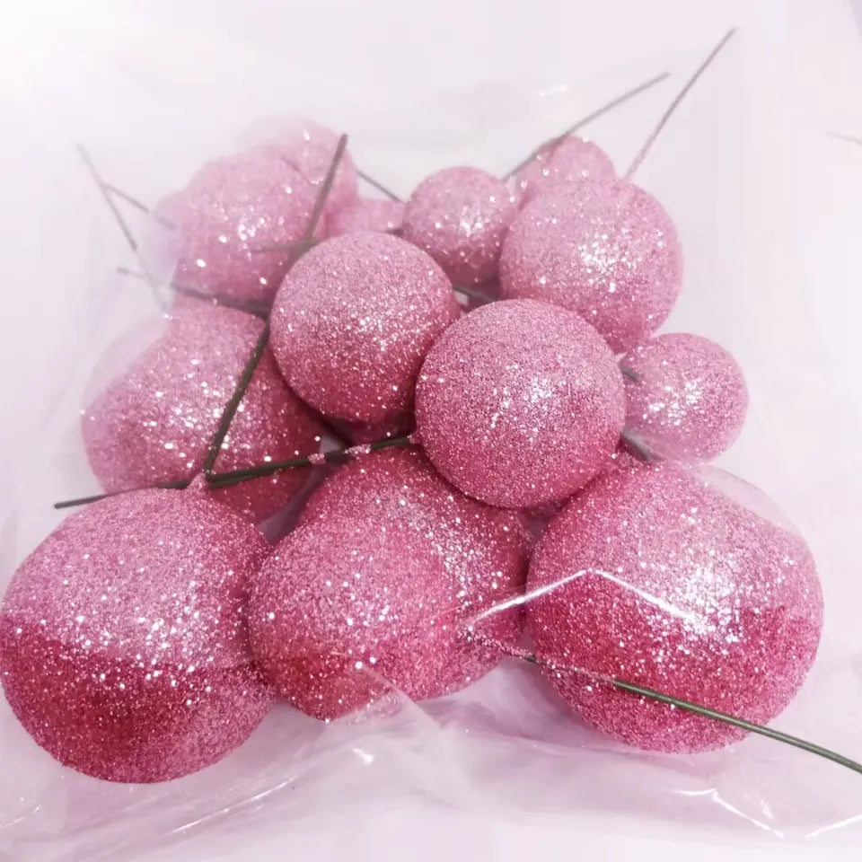 Deko Kugeln Set Glitzer pink