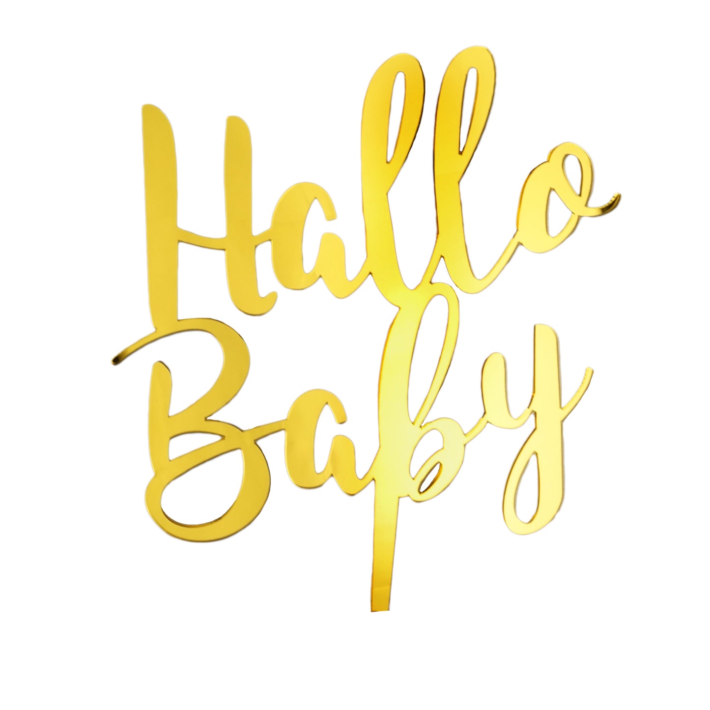 Hallo Baby Caketopper Kuchenstecker Acryl Gold