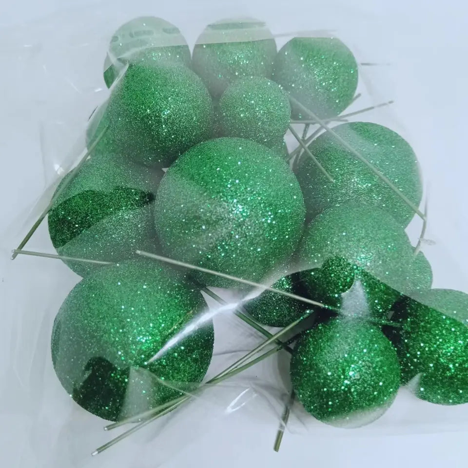 Deko Kugeln Set Glitzer grün