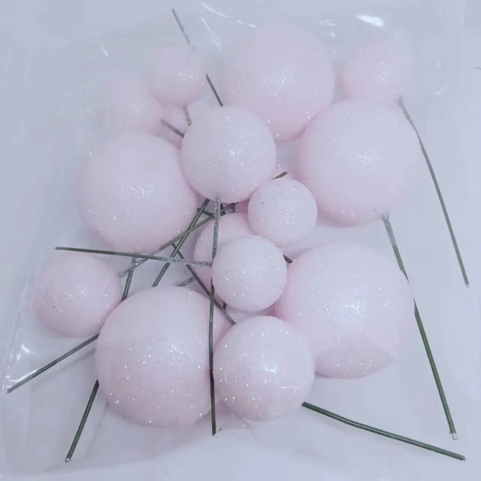 Deko Kugeln Set Glitzer rosa
