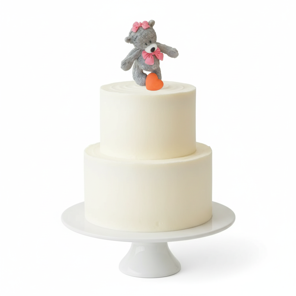 Knuddelbär stehend mit Herz – liebevoll modellierte Tortendekoration