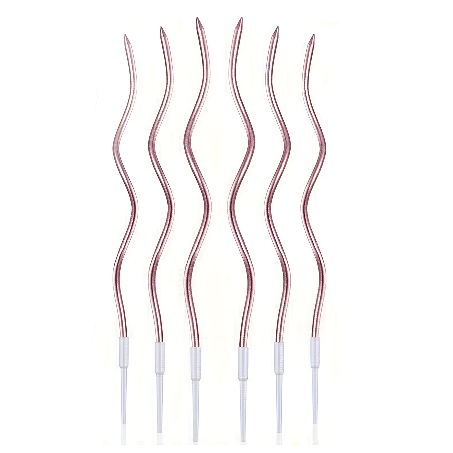 spiralförmige Kerzen dünn 6 Stück in rose / rosa
