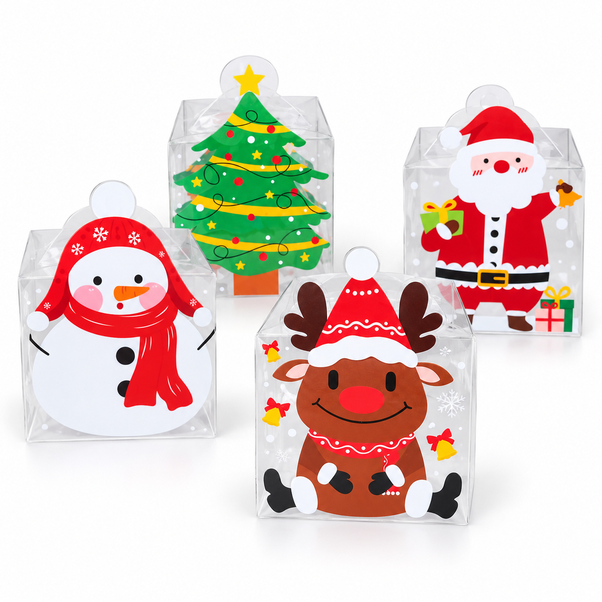 Weihnachtliche Geschenkbox, Cupcakebox 4Stück (9x9cm)