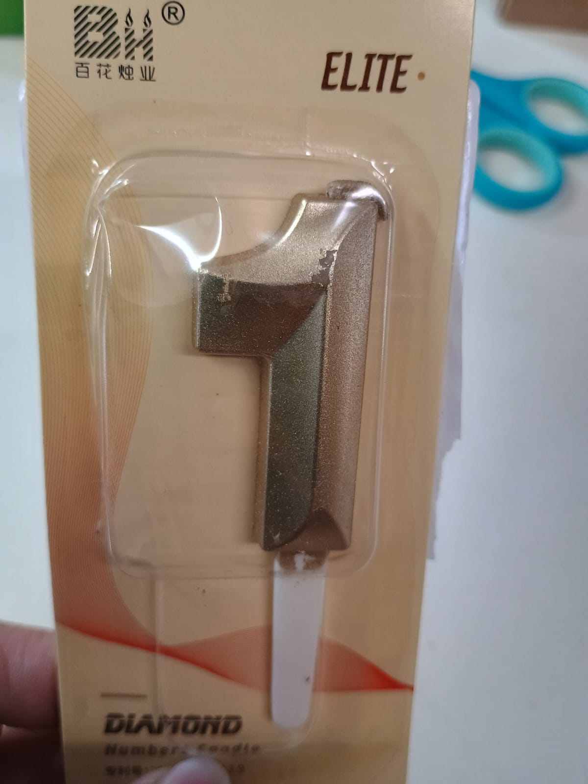 Kerze gold Zahl 1 ( kleiner Defekt )