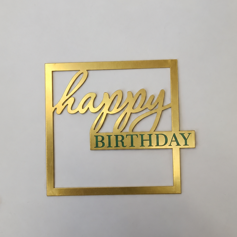 Happy Birthday Seitentopper gold Rahmen