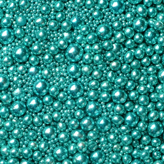 Zuckerperlen, metallic türkis, 3,4,5,7,10mm 100g