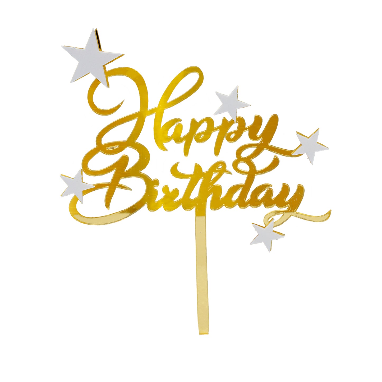 Happy Birthday Gold mit Sternen / Klein