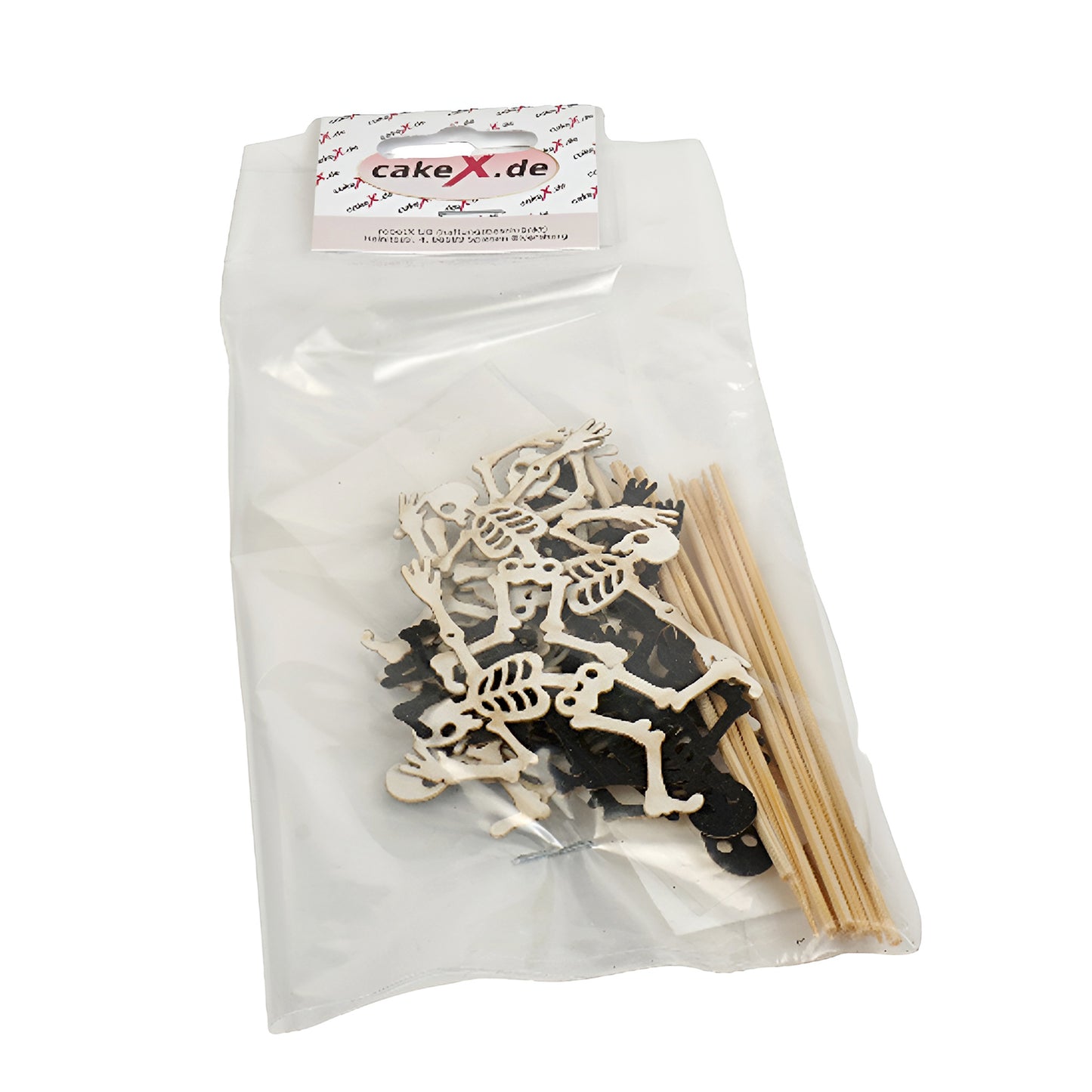 Mini Skelett Caketopper in Schwarz – 12 Stück