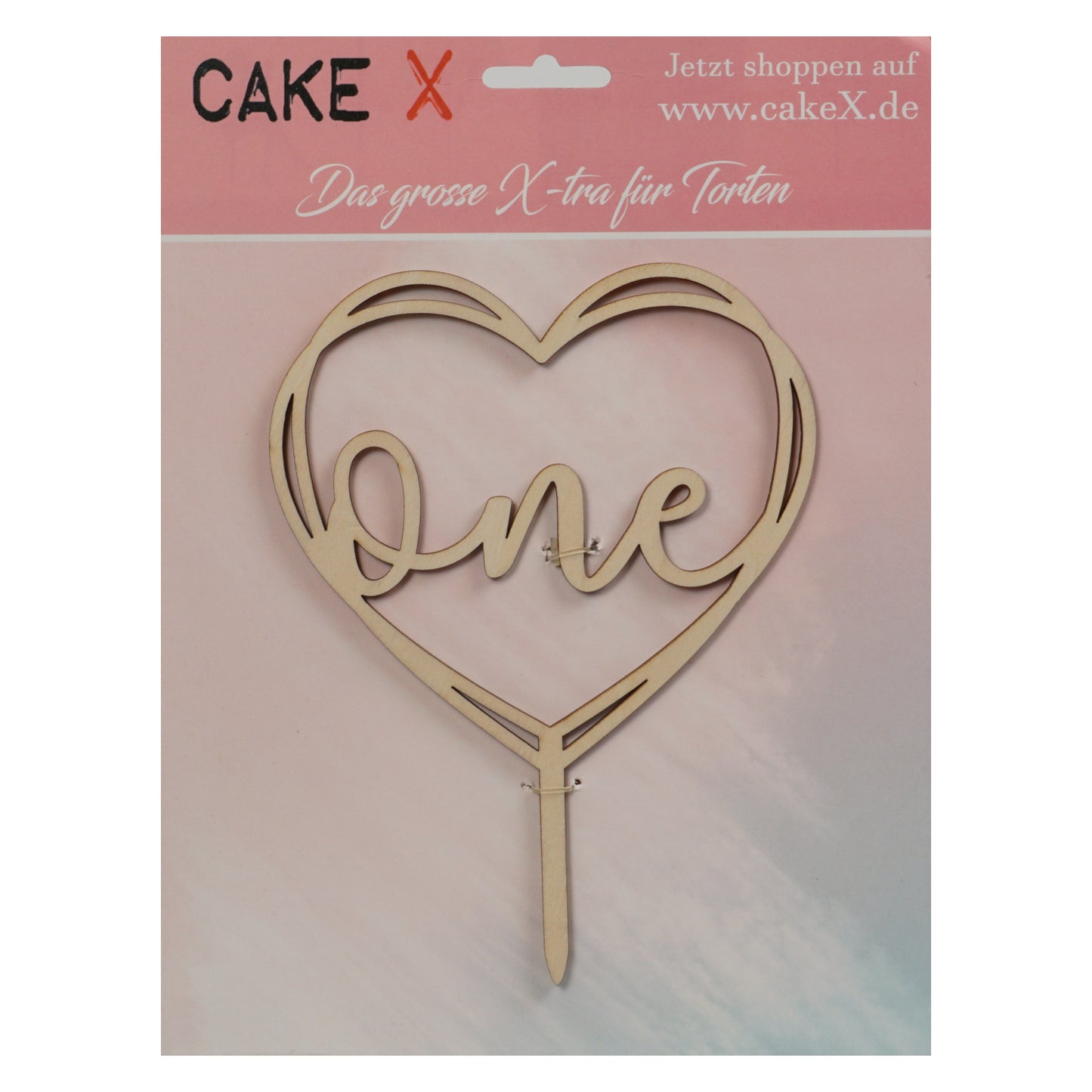 one im Herz Kuchenstecker Holz