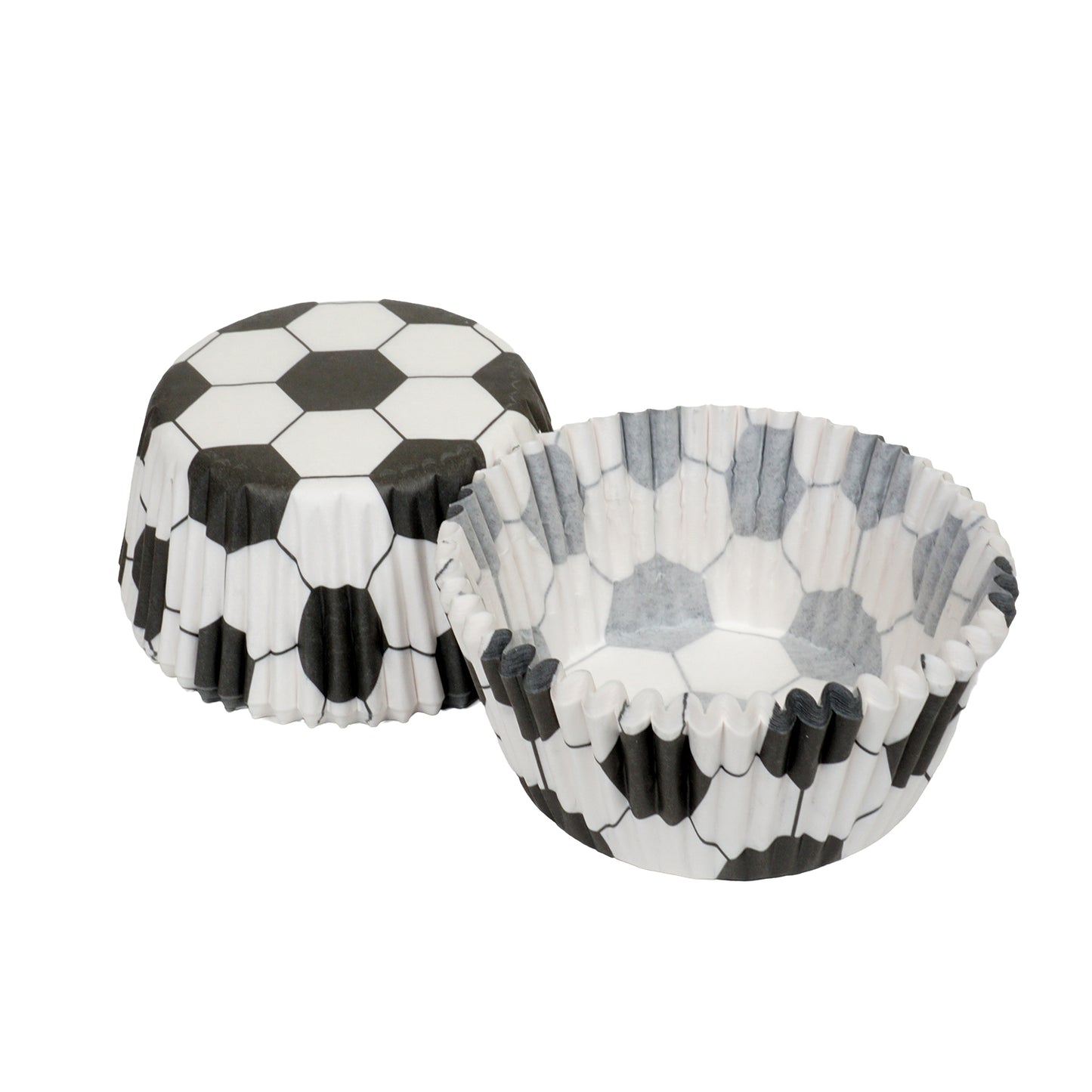 Muffinförmchen Fußball in schwarz und weiß