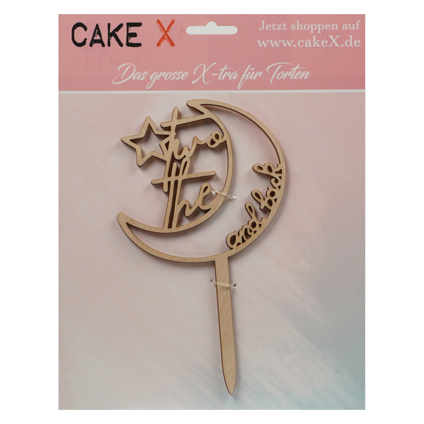 Caketopper Love you two the moon / Holz
