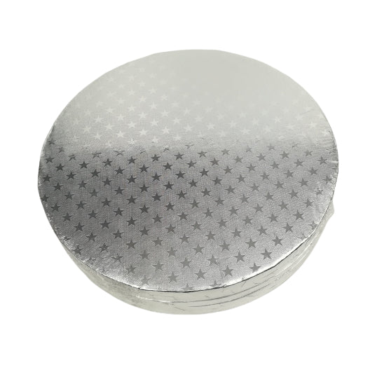 5x Cakeboard silber 30cm 12mm mit Sternenmuster