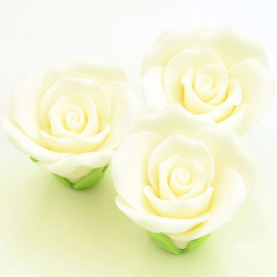 Zucker-Rosen 35mm weiß 3 Stück