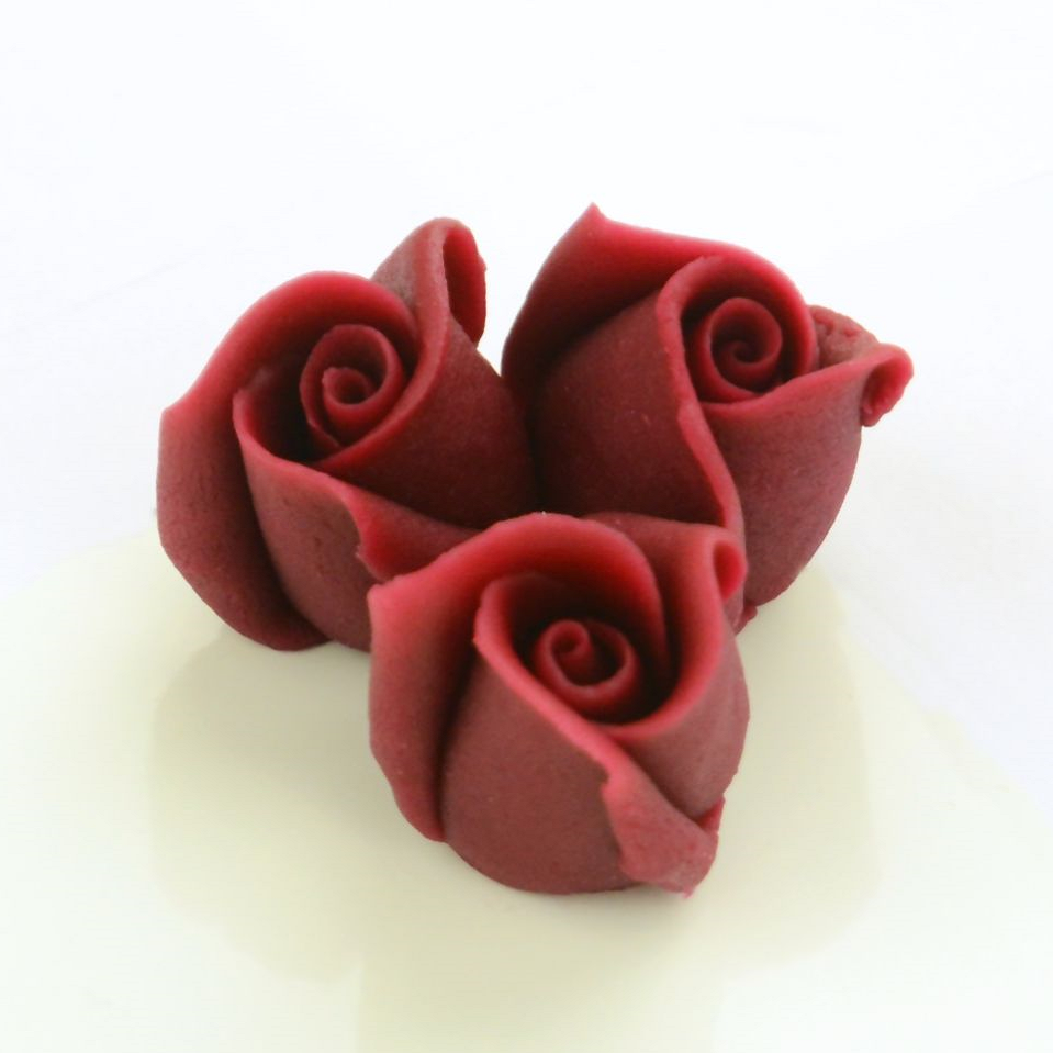 Marzipan-Rosen klein bordeaux 36 Stück