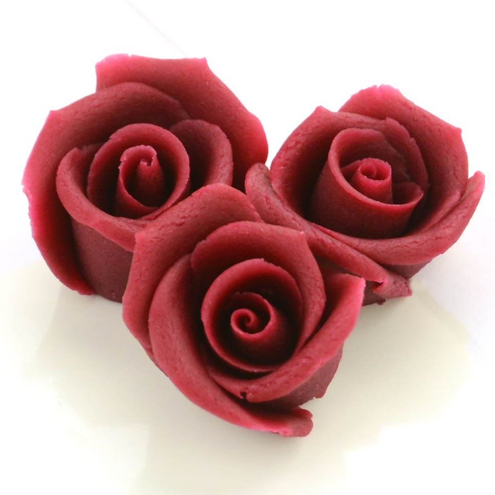 Marzipan-Rosen mittel bordeaux 4 Stück