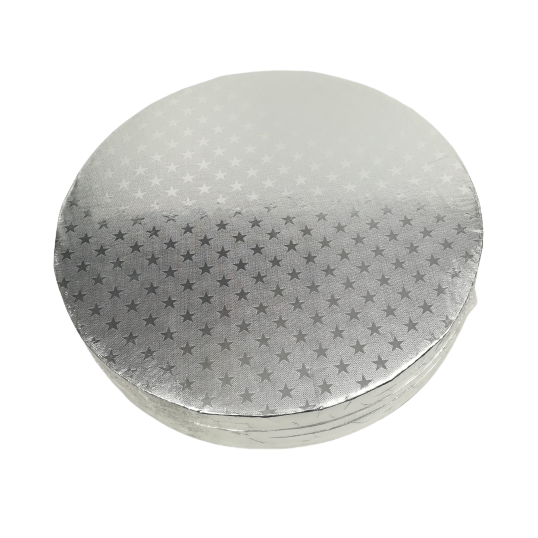 5x Cakeboard silber 30cm 12mm mit Sternenmuster