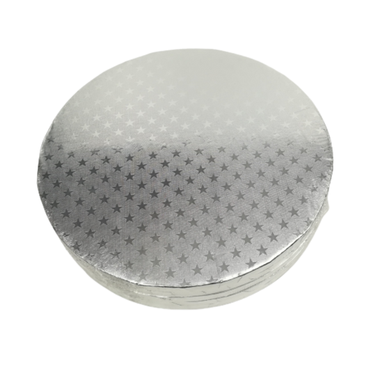 5x Cakeboard silber 30cm 12mm mit Sternenmuster
