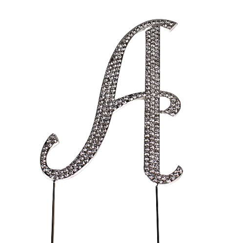 Strass Buchstabe A groß silber