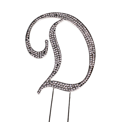 Strass Buchstabe D groß silber