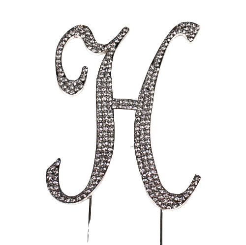 Strass Buchstabe H groß silber