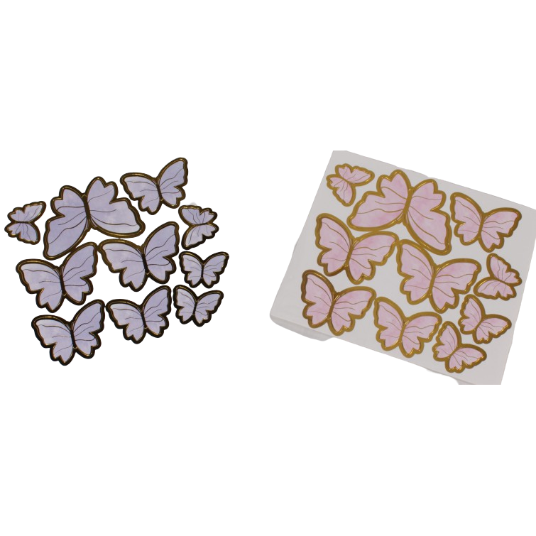 10 Schmetterlinge rosa oder lila mit Draht