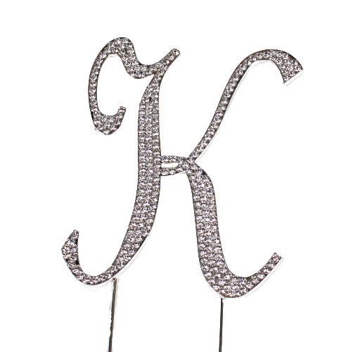 Strass Buchstabe K groß silber