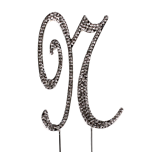 Strass Buchstabe N groß silber
