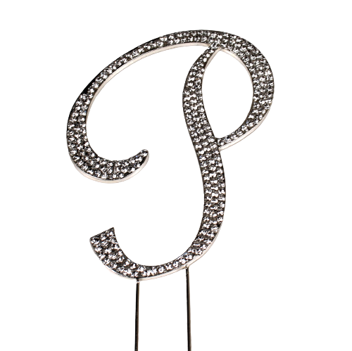 Strass Buchstabe P groß silber