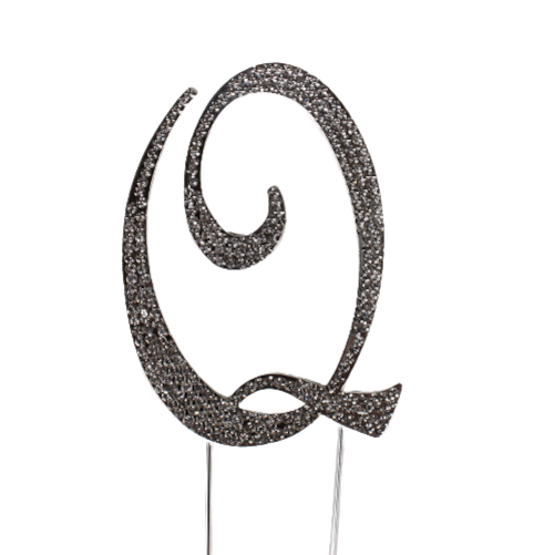 Strass Buchstabe Q groß silber