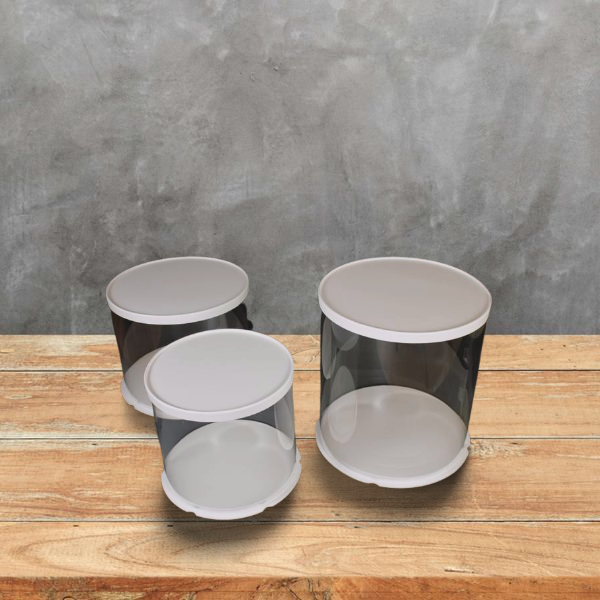 Tortenbox 26,5cm x 26,5cm x 24cm transparent rund
