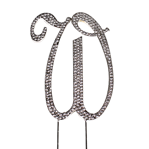 Strass Buchstabe W groß silber