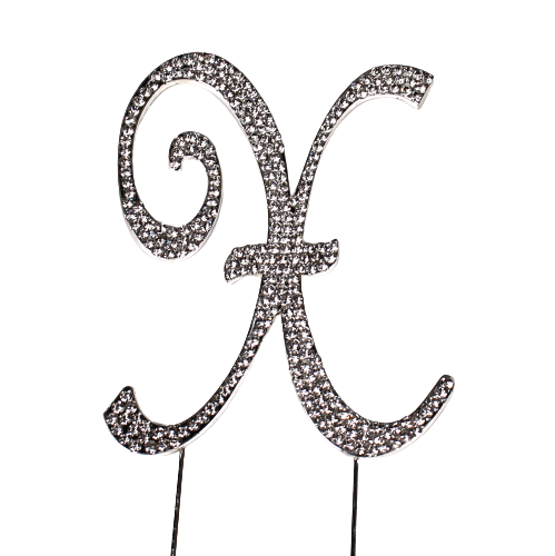 Strass Buchstabe X groß silber