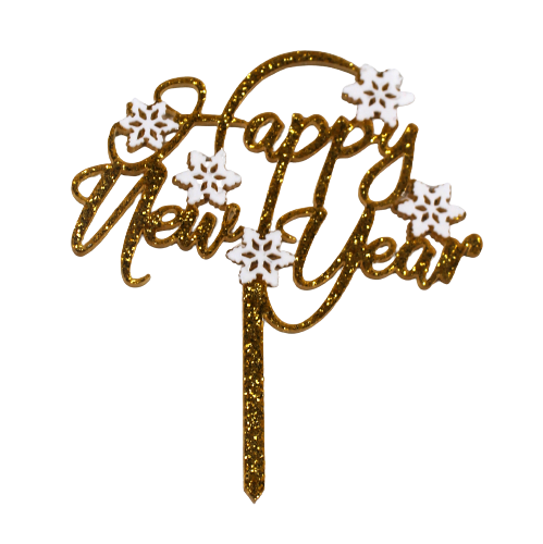 Happy new year mit Schneeflocken