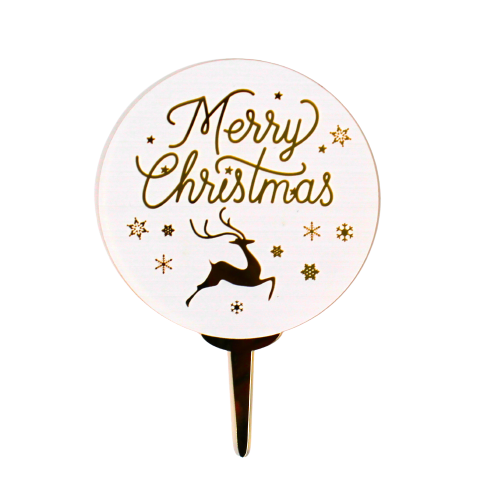 Merry christmas rund weiß mit gold