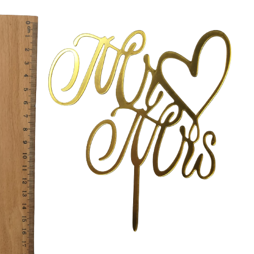 Mr & Mrs gold Acryl Kuchenstecker