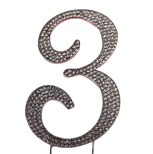 Zahl 3 11cm silber
