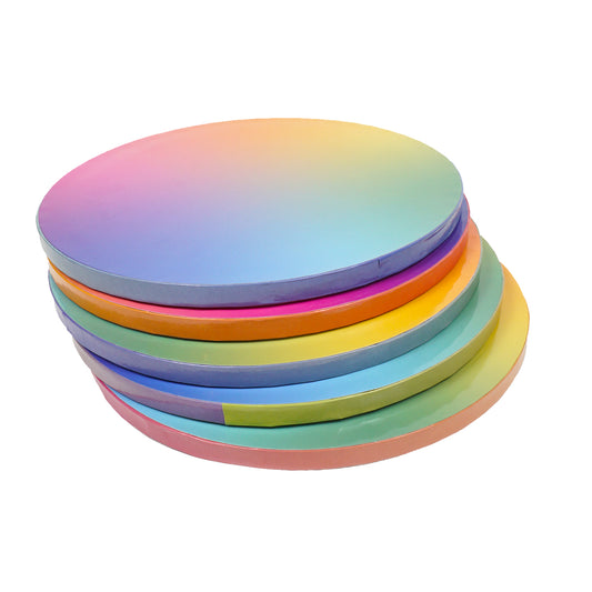 5x Cakeboard 25cm 12mm in Regenbogenfarben bunt
