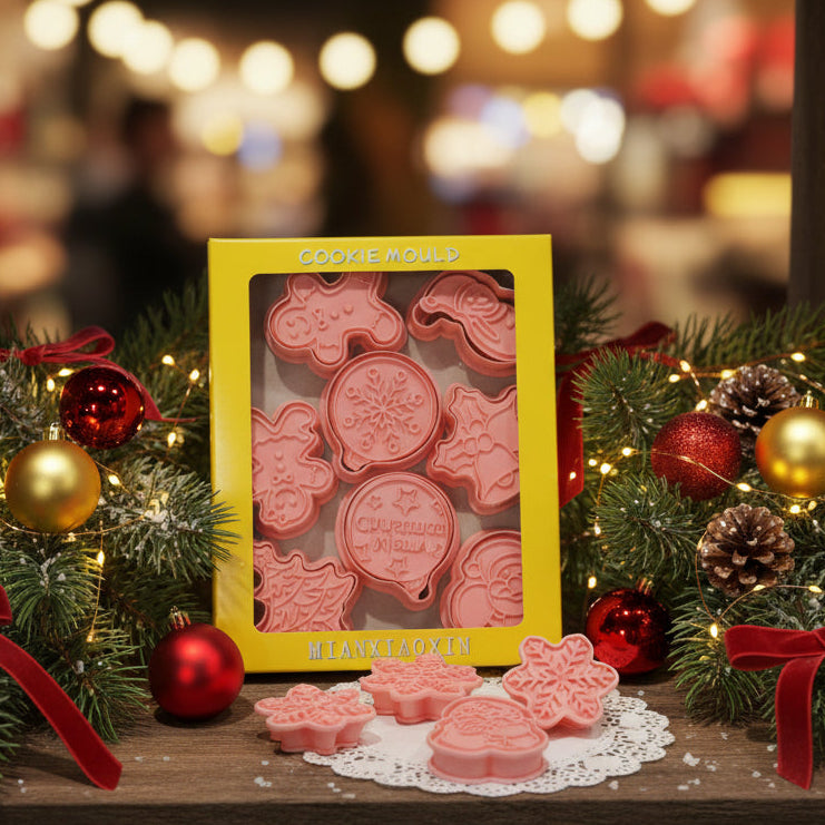 Ausstecher-Set Weihnachten 8-teilig mit Motiv-Stempel – cakeX