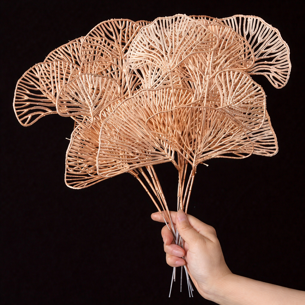 Ginkgo Blätter Kunststoff gold 1 Stiel