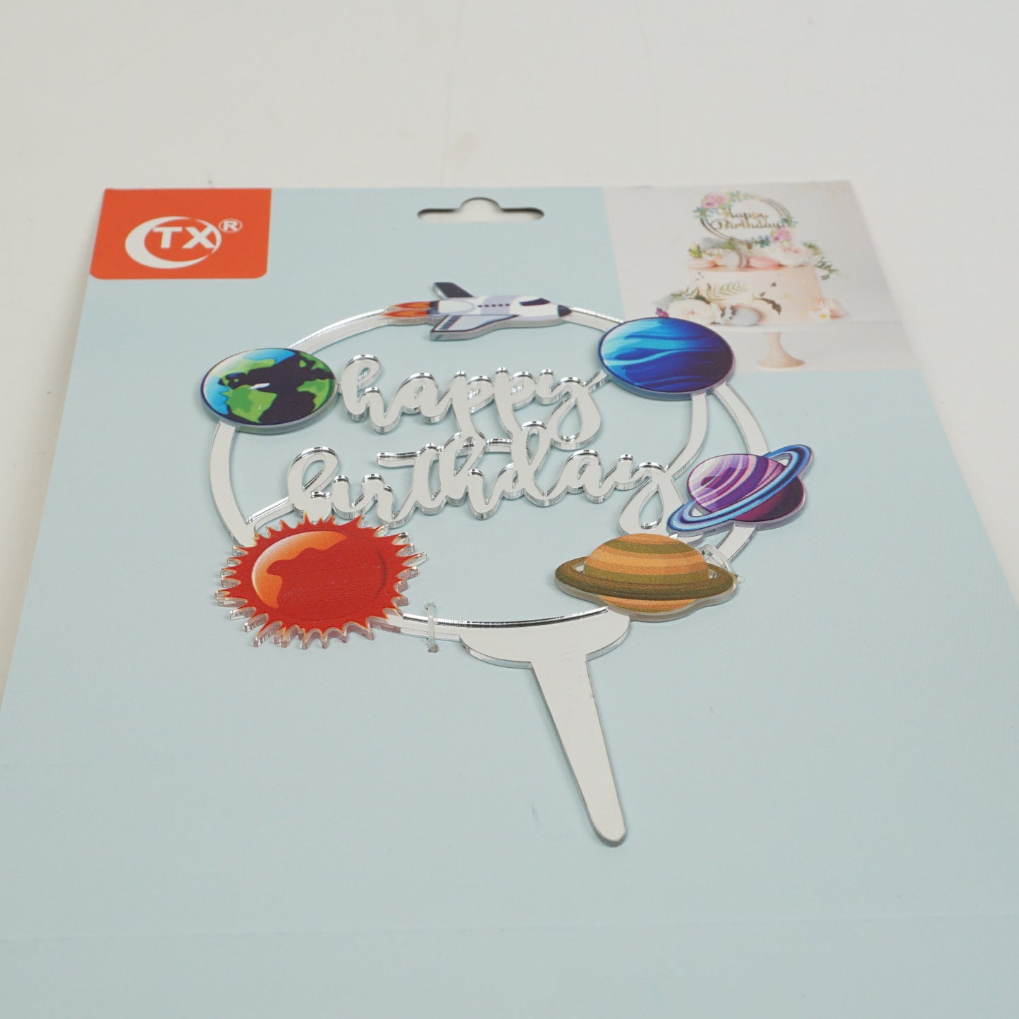 Happy Birthday Weltall Silber Kuchenstecker