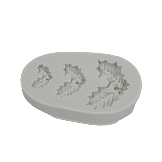 Ein Silikon-Mould „Stechpalmenblätter“ mit Motiv in 3 Größen